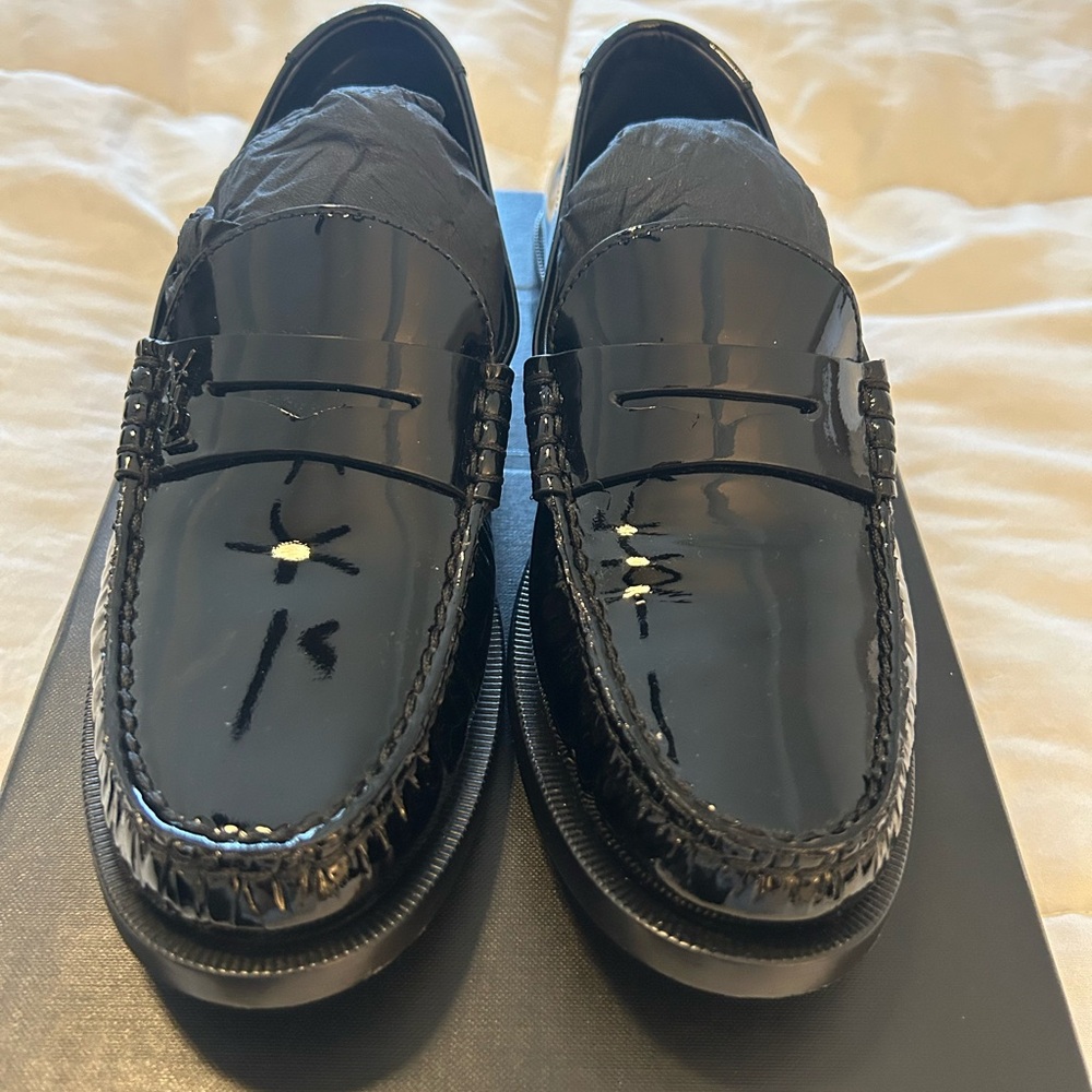Saint Laurent Black Patent Leather Loafers